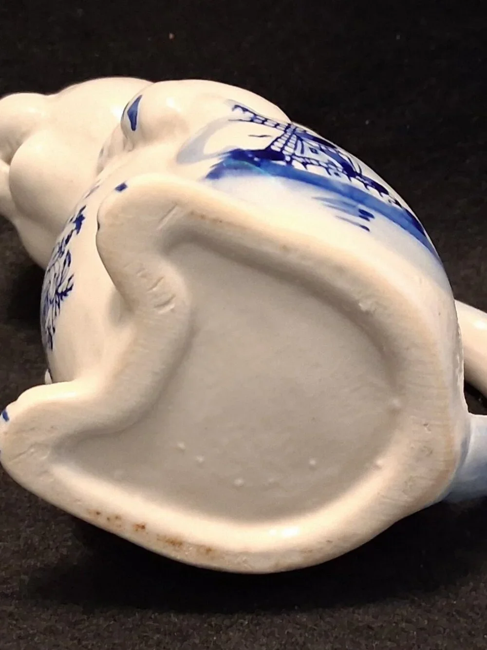 Vintage Delft Blue & White Bunny Rabbit Creamer Figurine w/Dutch Windmill Image - Picture 10 of 10